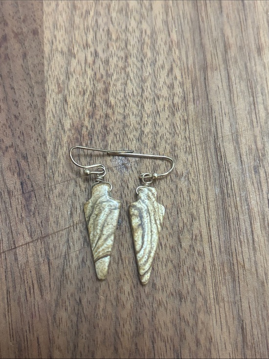 Jewelry - Natural Stone/jasper Teardrop Dangle Earrings in Beige - Women Jewelry